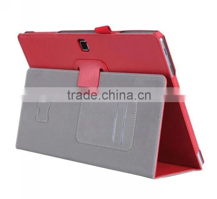 Leather book case for Samsung Galaxy Tab Pro S with Elastic Hand Strap, Card Holder, stylus