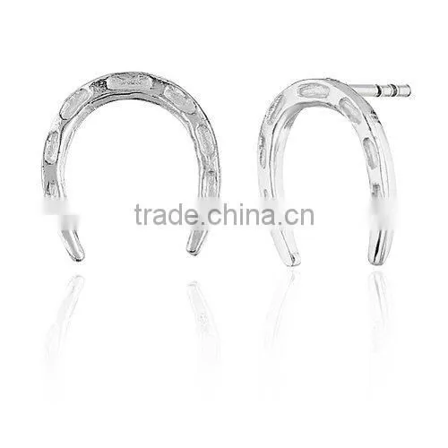 925 Sterling Silver Single Horse Horseshoe Jewelry Stud Earrings Equine Equestria