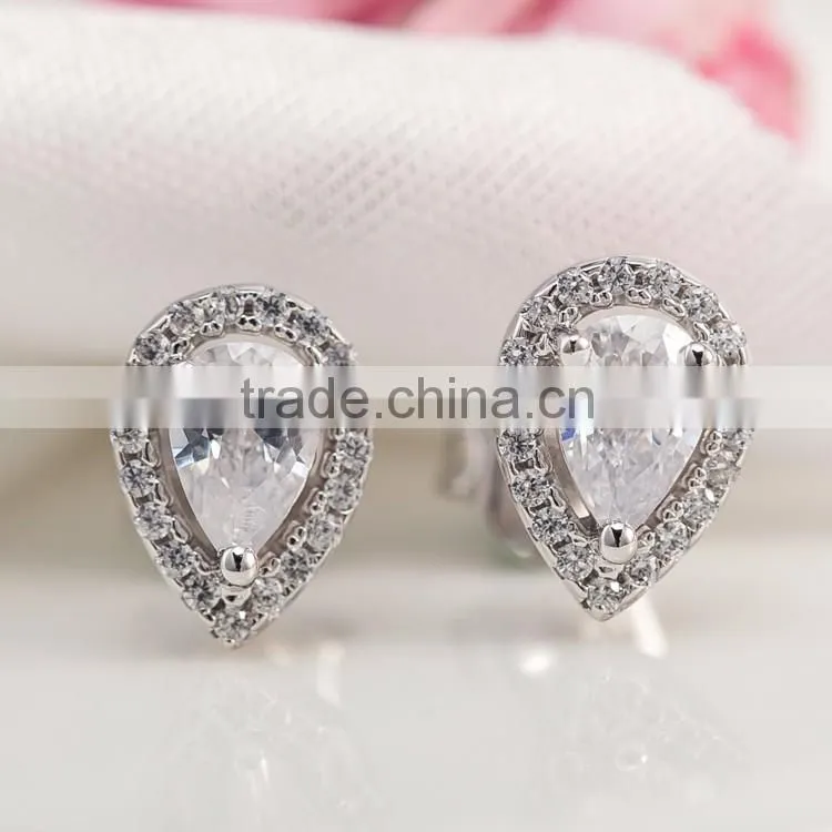 Bling Jewelry Womens Sterling Silver Micro Pave CZ Teerdrop Stud Earrings
