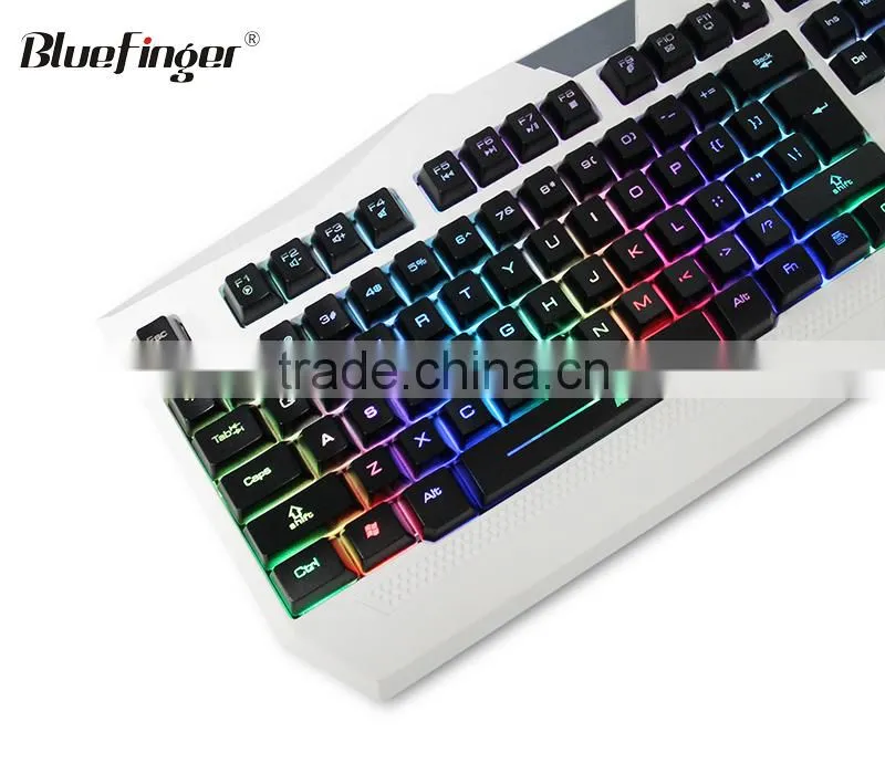 USB White Rainbow LED Illuminated Backlit Gaming Keyboard
