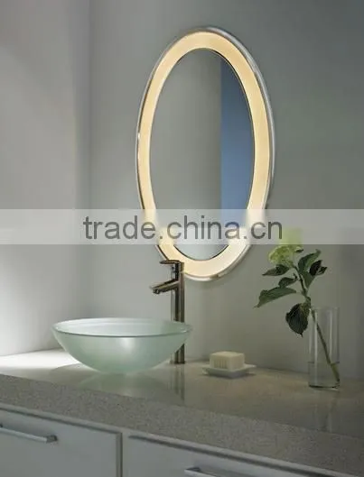 Waterproof design LED lighting bathoom oval mirror glass