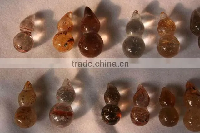 Rare Rutilated Quartz Rock Crystal GOURD Carving