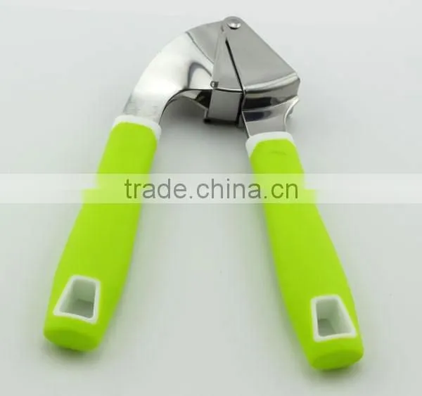 Fruit & vegetable tool stainless steel garlic press with plastic handle
