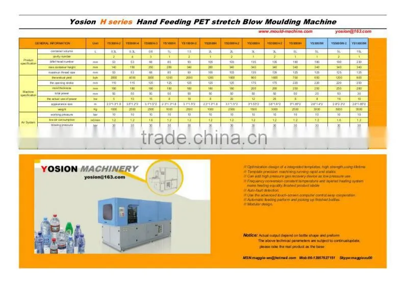 PET semi-automatic Bottle stretch blowing molding machinery
