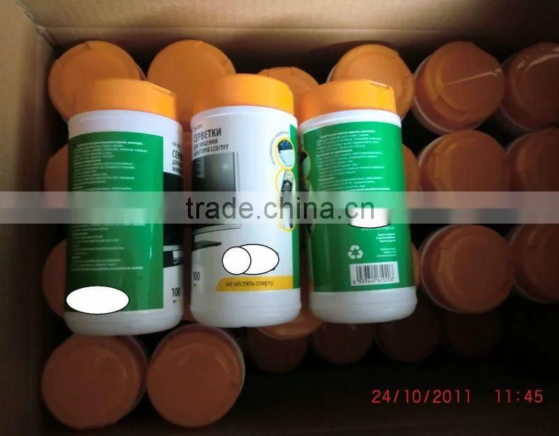 export to Euro 100pc/tube,canister computer wipe