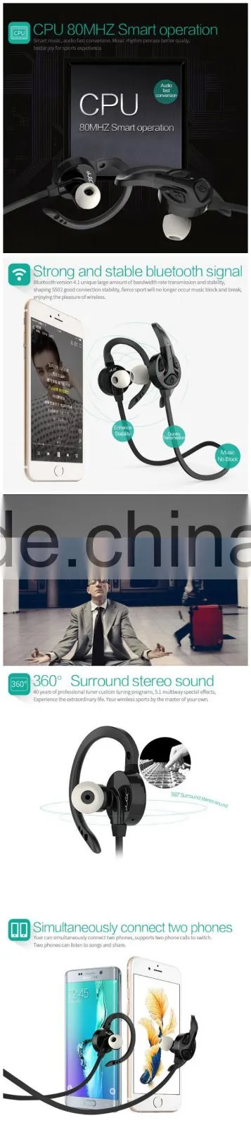 Wholesale Sport Bluetooth Headset S502 Stereo phone headphones Headset Plus Wireless Headset Earphone