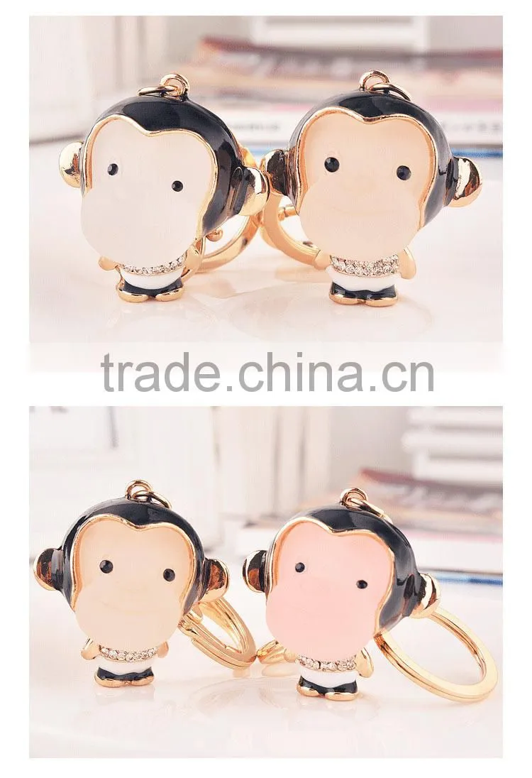 Real gold plating/metal lovely animal monkey key chain bag, cars, gifts