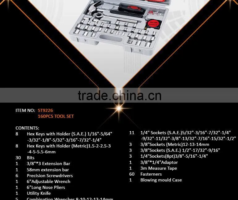 160pcs Home Repairing FunctionGermany Design Combination Hand Tool