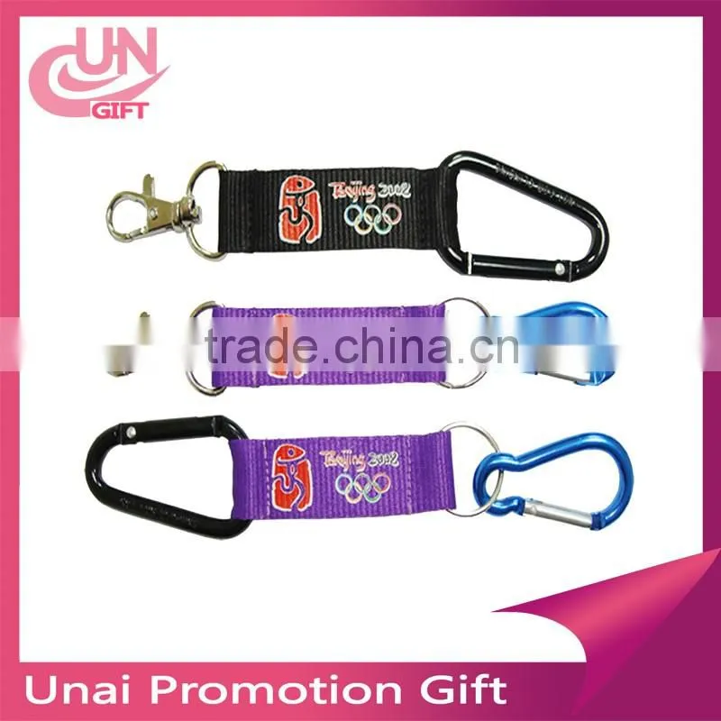 2016 New colorful OEM aluminum carabiner hook with custom logo lanyard low moq