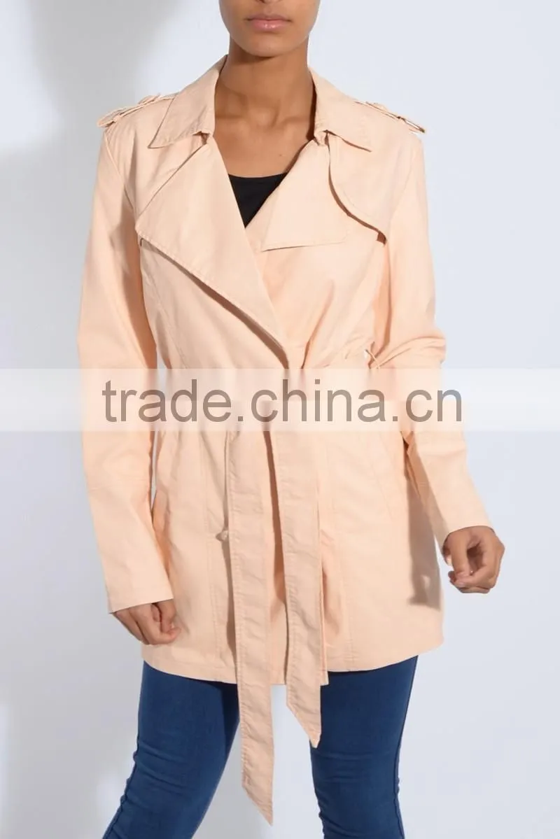 High quality belt waist new model design wind coat