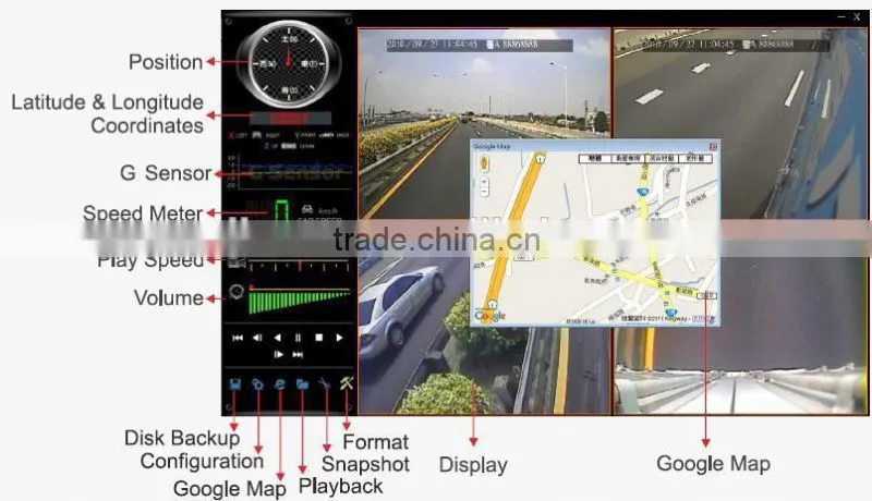 4CH MOBILE DVR H.264 CCTV DVR with GPS 3G 4G WIFI G-SENSOR supports CMS and Mobile phone remote monitoring