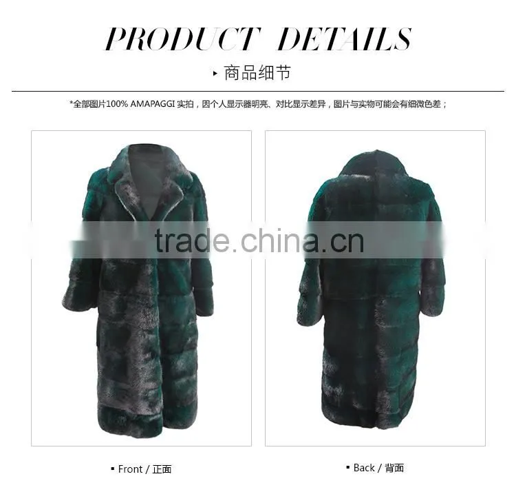High-end dyed Dark green mink fur coat wholesale