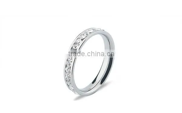 White Cubic Zirconia Eternity 316L Stainless Steel wedding band Ring for lover