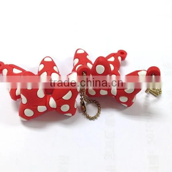 Minnie bowknot shaped 3d pvc keychain with custom logo