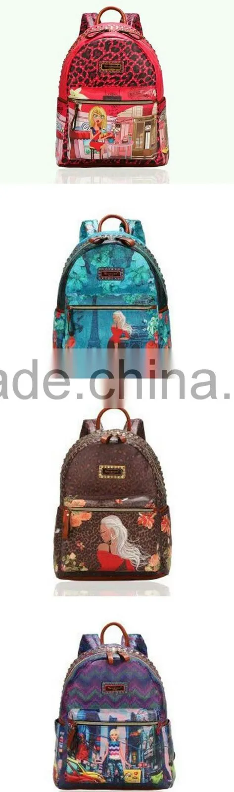 Cartoon printing canvas backpack for teenage girls(CAS15-046)