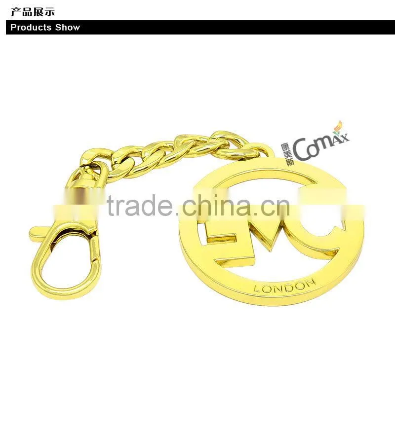 Popular Hollow custom metal handbag brand logo tag with chain and hook