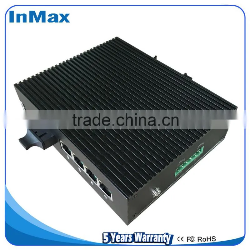 Good price of 5 port full gigabit industrial switch 1x1000BaseX FX Port and 4x10/100/1000BaseTx Ports Ethernet Switch i505B