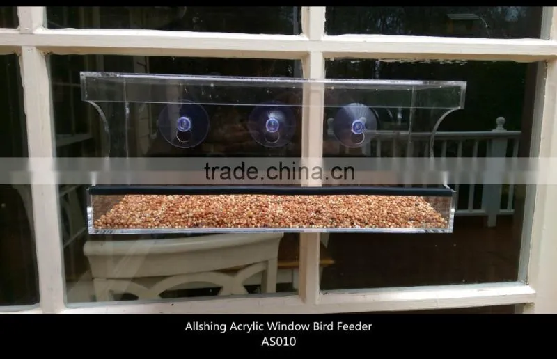 Wholesale Promotional acrylic clear window wild bird feeder with suction cups Plastic acrylic window bird feeder AS012