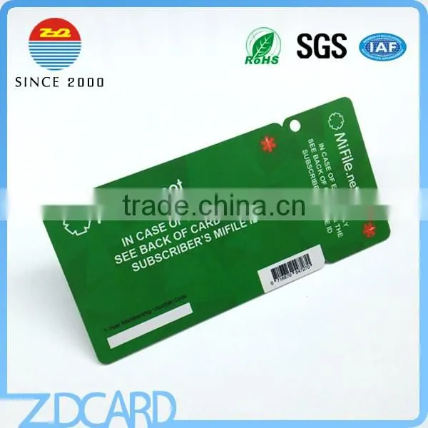 Loyalty PVC Combo Card with Break Off Punched Hole Key Tag