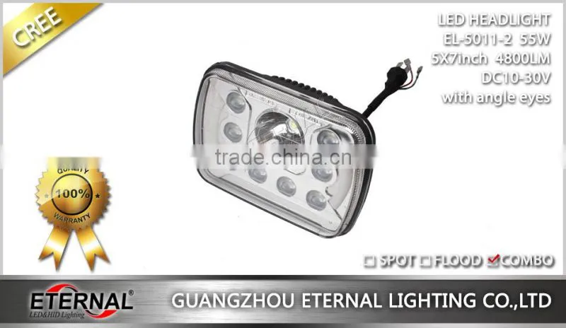55W high power 5x7" led headlight replacement bulb sealed trims for 79-01 H6054 Jeep Cherokee Ni-ssan Honda