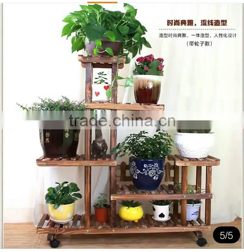 Newest movable multi-laye Wooden plant stand antique flower stand