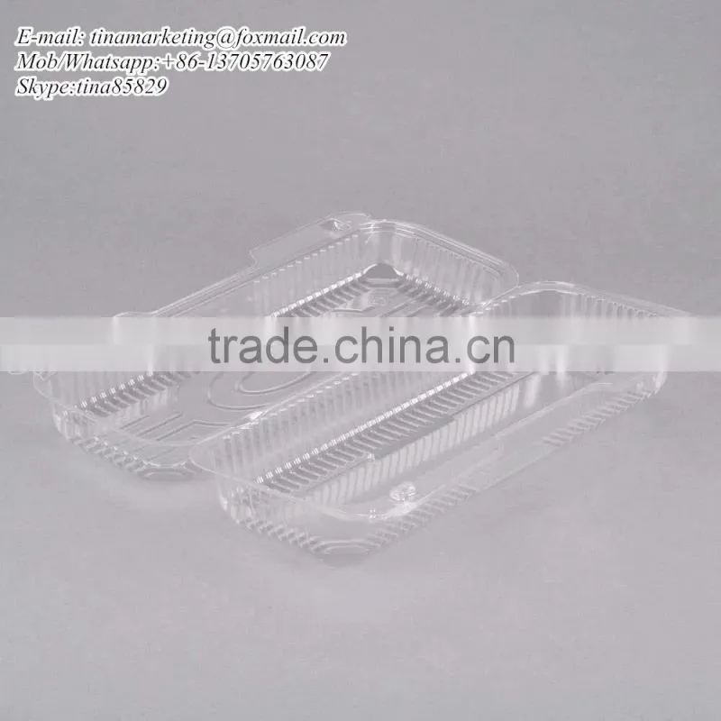 Clear Hinged Plastic Clamshell Food Container, Take Out Packaging Box for Cake, Cookie, Bread, Cheap Price