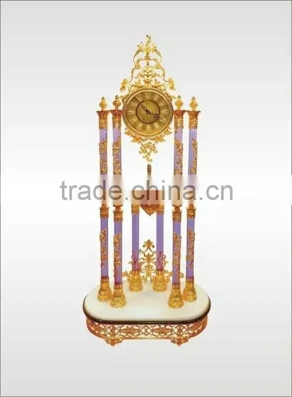 Antique 24K Gold Plated Floor Clock,Grandfather Clock, Elegant Design Floor Standing Clock, Made of Copper&Marble