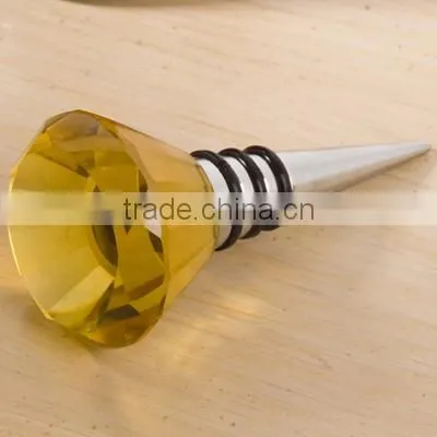 yellow diamond crystal wine stopper bottle stopper