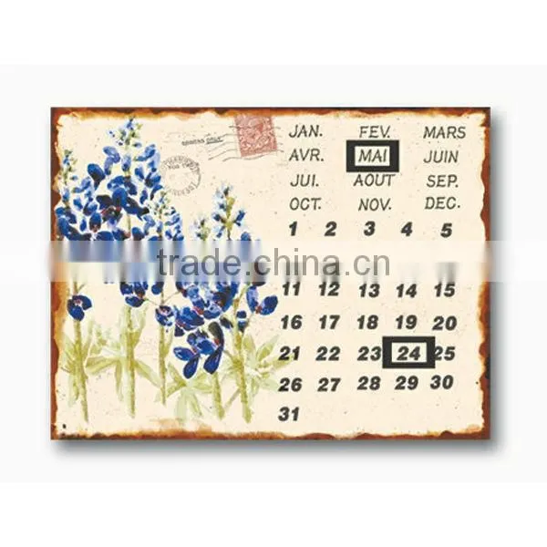 Decorative Vintage Metal Sign Antique Metal Plaque Calendar Metal Wall Plaque