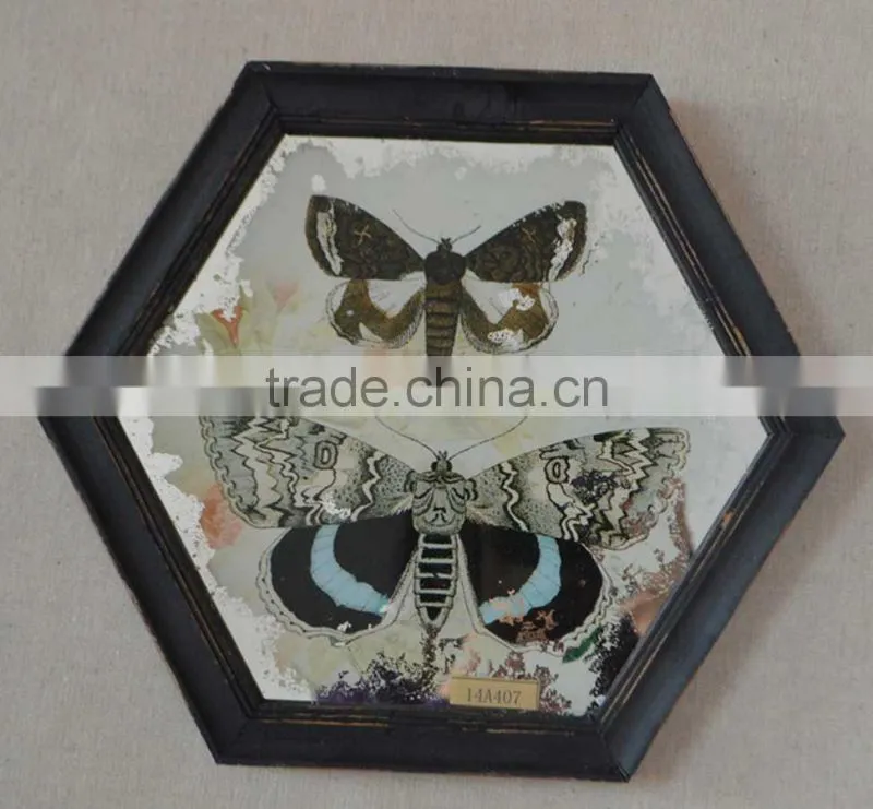 antique rural mirror printed with round frame