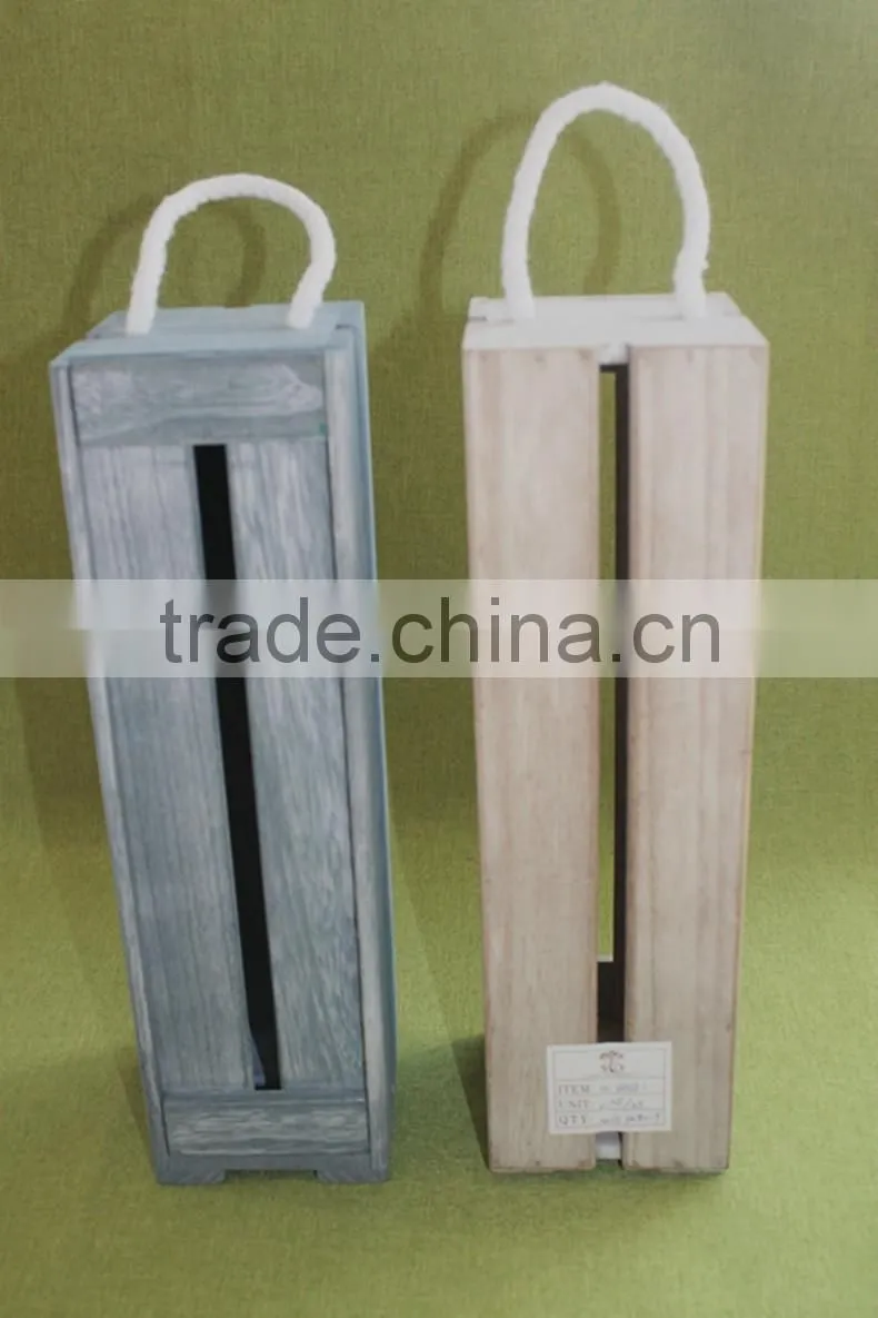 Vintage handmade cheap wooden wine bottle gift packing laths boxes with slide lid