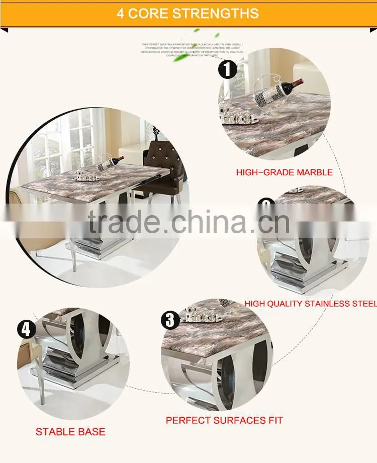 TH337 Stainless Steel Marble Top dining Table for Sale