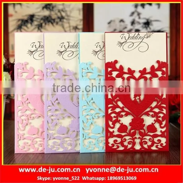 Square Red Laser Chinese Wedding Card