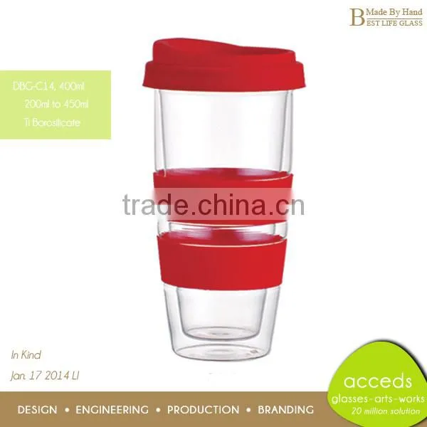Borosilicate Glass High Quality Drinkware Double Wall Travel Mug