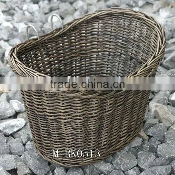Oval wicker bicycle basket & bicycle accessory