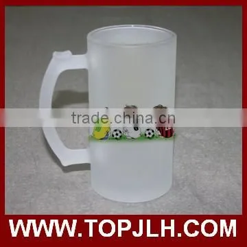 High quality custom logo printed glass beer mug for sublimation