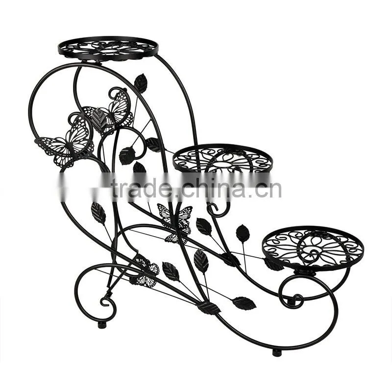 Classic Plant Stand Shelf Holds garden 3 tier iron flower Pot stand
