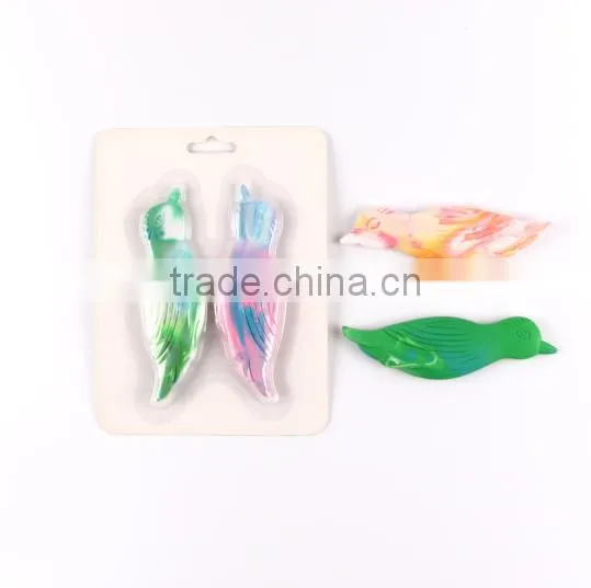 New Design Tie-dyed Bird Shaped 2 Color Crayon, 2 pk Multi-colored Bird Wax Crayon, Novelty Mix Color Bird Shaped Crayon Set