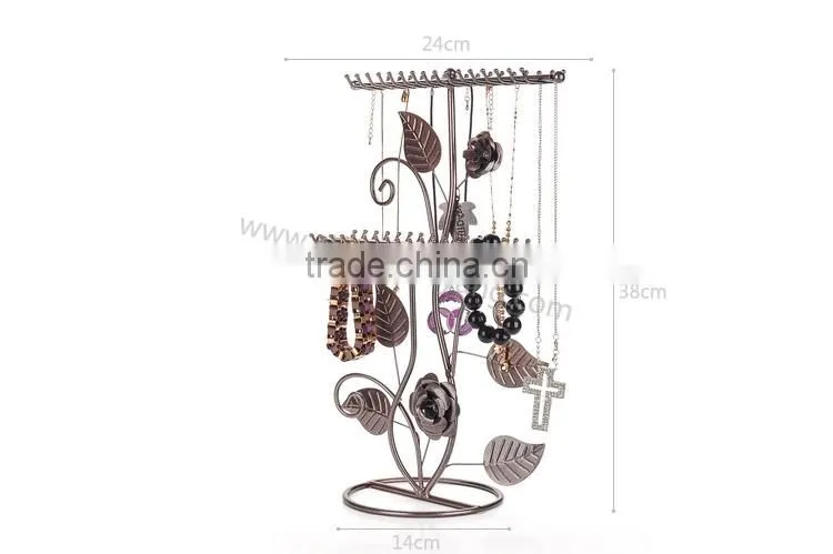 Rose metal jewelry display neck stands 2 layers jewelry stand