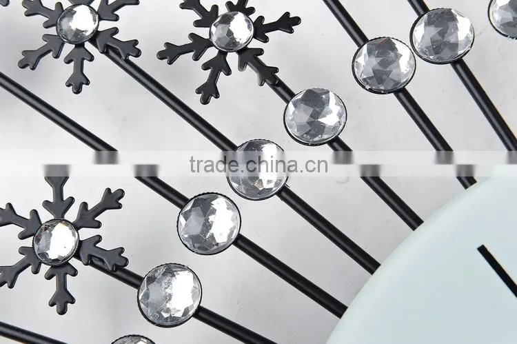 Home decoration metal wall digital clock snow flower
