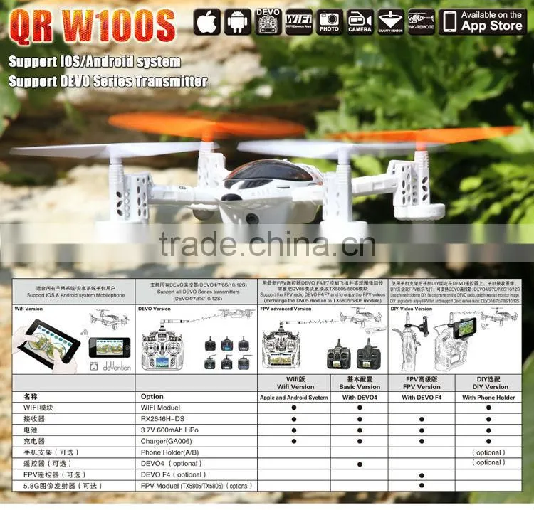 Iphone,Android wifi control SPY video rc drone remote control walkera qr w100s quadcopter