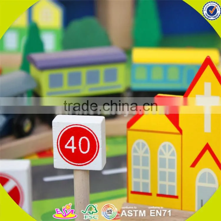 Wholesale arrival wooden railway train toy fashion wooden railway train set roller coaster track table toy W04C009A