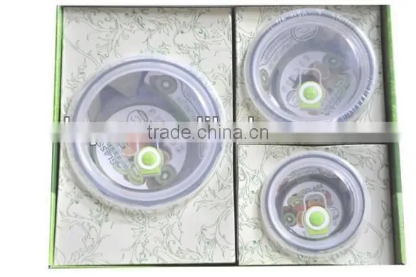 Round Glass Food Container with Lock Lid Glass Bowl