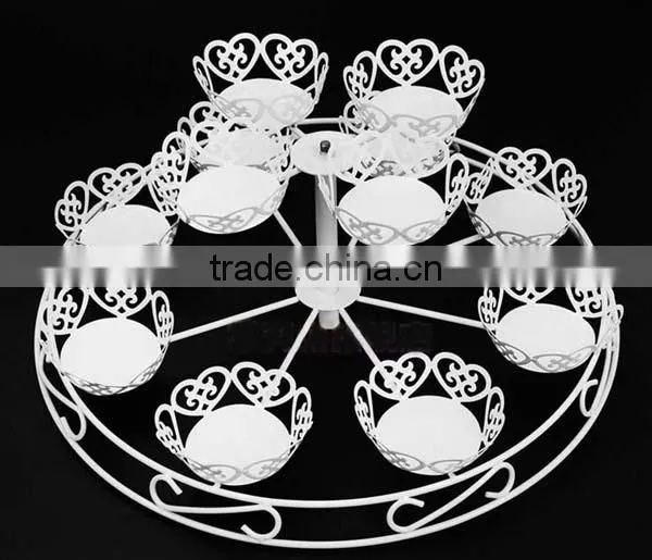 2 tier 350*350*445mm 12cup rotating trojan cake display stand