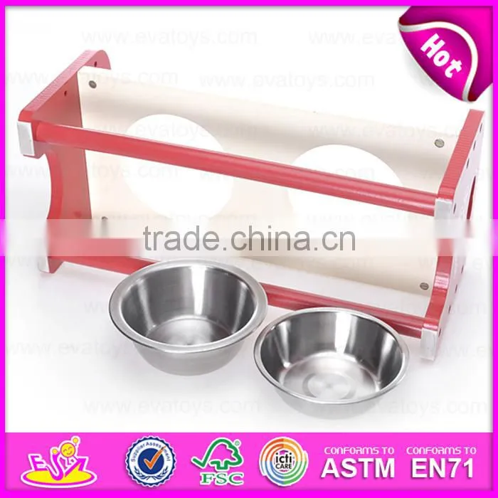 2015 pet dog wooden bowl, wooden pet dog owl with stand, wooden food feeder for pet W06F016