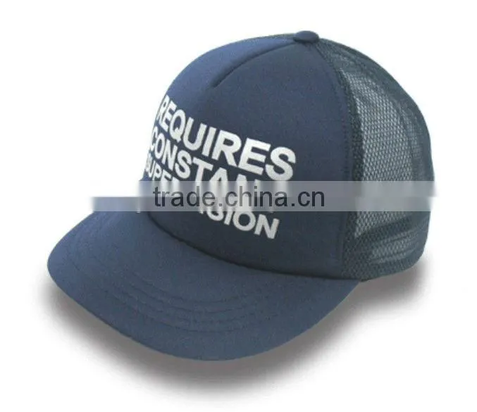 2013 summer printing snap back closure flat brim foam mesh 5 panel trucker cap