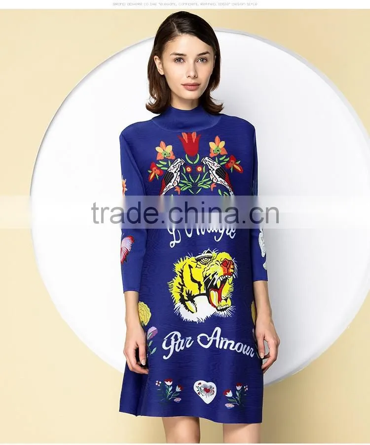 Factory direct women colorful printing polyester fabric dresses