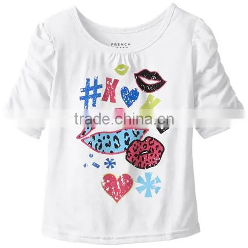Customized Cute Printed Little Girls' short Sleeve T-shirt