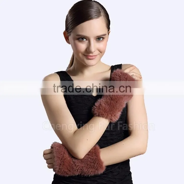CX-A-08H Wholesale Women Wearing Mink Fur Leather Gloves