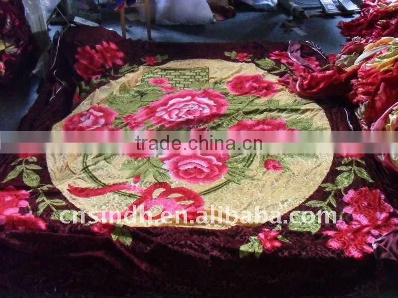 printed gold velvet fleece blanket